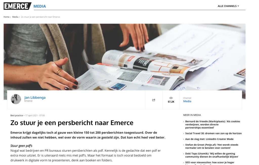 Afbeelding bij artikel Emerce geeft tips over het versturen van persberichten en daar sluiten wij ons volmondig bij aan!